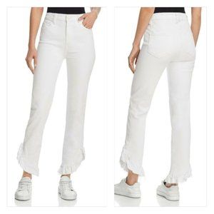 Paige Womens Jacqueline Denim Ruffled Straight Leg Jeans